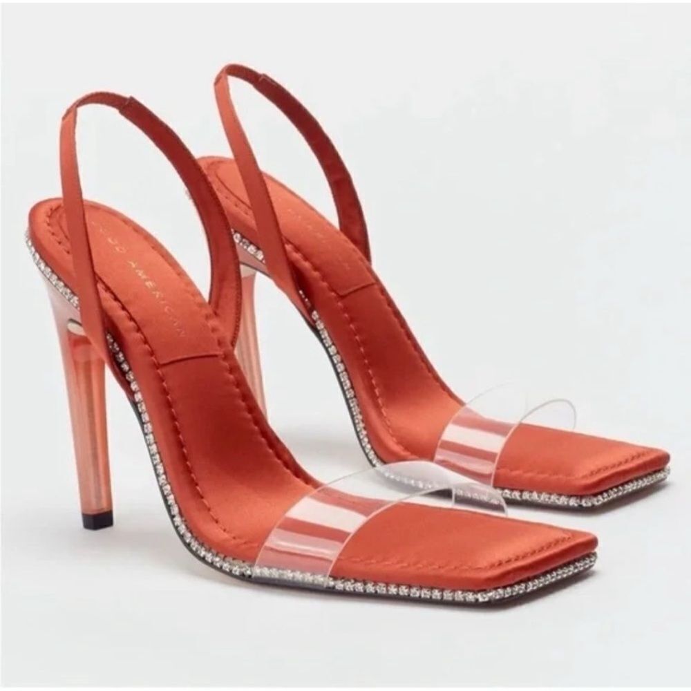 Good American / Orange Crystal Crush Heels
